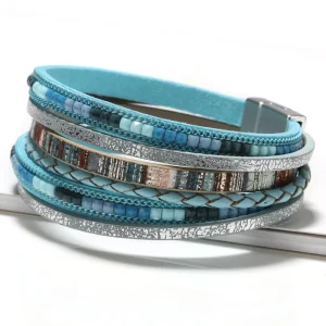 Bohemian Stainless Steel Hand Woven Bracelet with Alloy Magnetic Buckle Customizable Logo & Size Fashion Women’s Jewelry