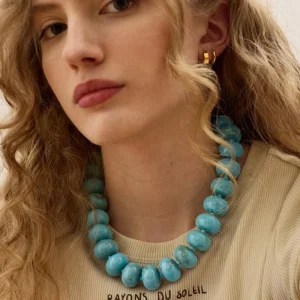 Bohemian Style Colorful Acrylic Resin Handmade Beaded Necklace for Women Summer Beach Vacation Jewelry