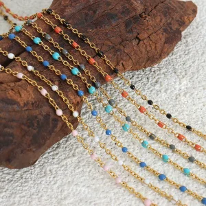 Bohemian Style Fashion Jewelry Stainless Steel Colorful Bead Design Necklaces for Womens