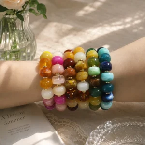 Bohemian Style Multicolored Acrylic Flat Bead Summer Fashion Bracelet