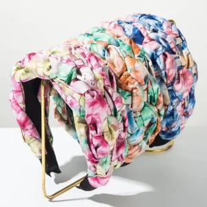 Bohemian style Color blocked Hand woven Flower Wide edge Headband Girls’ European and American Hair Accessory
