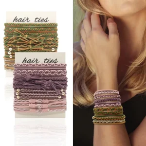 Boho 12pcs Per Set Braided Hair Tie Bracelet Custom Logo Bracelet Hair Ties for Women