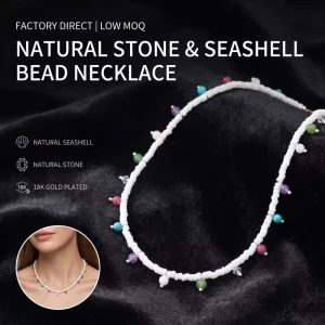 Boho Beach Beaded Choker Necklace Natural Stone Seashell Summer Jewelry CL26 164