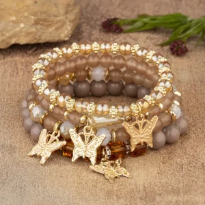 Boho Butterfly Crystal Multi-layered Beaded Fashion Bracelet for Women Gift Occasion