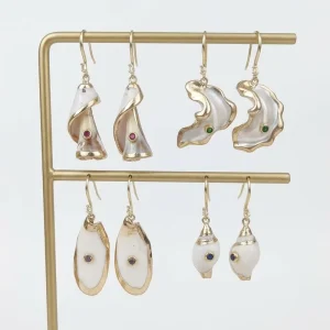 Boho Jewelry Natural Conch Shell High end Fashion Style White Seashell Pendant Earrings with Zircon for Women Summer Beach Gift