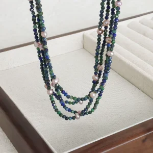Boho Jewelry for Women Various Beaded Green Necklace Freshwater Pearl Chains Fashionable Adjustable Chain Pearl Zircon Jewelry