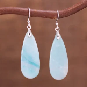 Boho Natural Stone Teardrop Earrings Gemstone Amazonite Elegant Dangle Earrings Gemstones Women Jewelry Gifts