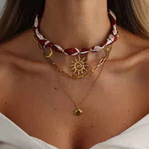Boho Stainless Steel Summer Sun Pendants Necklace for Women Trendy 18K PVD Waterproof Accessories on Neck Fashion Female Jewelry