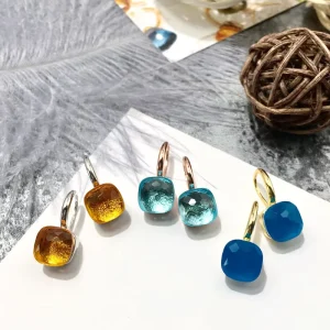 Boho Statement Multicolored Crystal Water Drop Hoop Dangling Earrings for Women