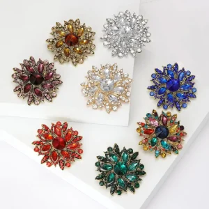 Bold Retro Large Fashion Pin Statement Rainbow Crystal Vintage Custom Brooches Luxury Women for Coats Outfits