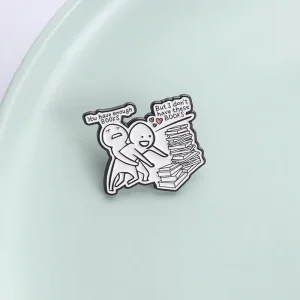 Bookish Flork Simplified Figure Enamel Pins You Have Enough Books but I Don’t Have These Books Brooch Badge Jewelry Friends Gift