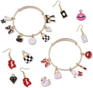 Bow Enamel Charms High Heels Fashion Jewelry Pendants Ladies Heart Charm DIY Accessories for Bracelet