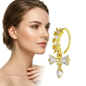 Bowknot Dangle Nose Rings Surgical Steel Nose Hoop Nose Piercing Fashion Body Jewelry for Women Men New Design Piercing