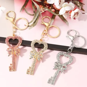Bowknot Key Pendant Rhinestone Women Bag Keychain Decoration 3 Colors Options