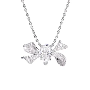 Bowknot Trendy Butterfly Fashion Chain Ladies Children’s Anniversary Multi Function Pendant 18K Gold Diamonds NGTC Certified