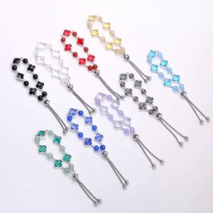 Boxi Natural Stone Crystal Bracelet Fashion Four-leaf Clover Pendant Bracelet Jewelry Accessories