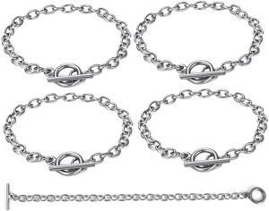 Bracelet Chain Cable Link Chain with Toggle Clasp Jewelry Making Chain Stainless Steel Jewelry Bracelet Big Link Bangle