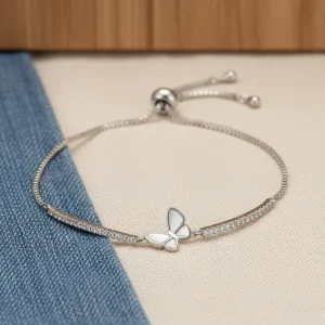 Bracelet Huggie Beach Butterfly Gold Plated Solid Fritillary Butterfly Pulls Diagonally Everyday Zircon Bracelet