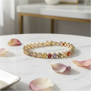 Bracelet Sweet Jewlery Minimalism French Double Diamond Buckle Flower Center Everyday Fashion Bracelets & Bangles