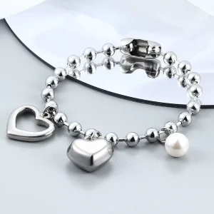 Bracelets Fashion De 50 Heart Lock Key Shape Gold Plated Stainless Steel Jewelry Gift
