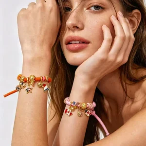 Braided Nylon Cord Americana Style Adjustable Slider for Independence Day Gift Non Tarnish Multi Charm Bracelet
