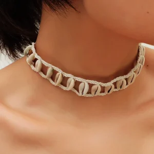 Braided Summer Holiday Beach Women Girl Handmade Natural Seashell Cowrie Conch Shell Choker Necklace