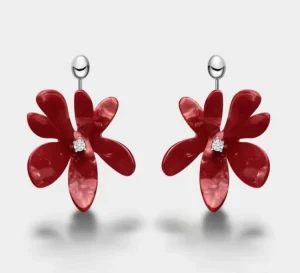 Brand Designer Jewelry Fashion Earrings for Woman Party Accessory Red Flower Drop Earring for Young Girls’ Birthday Gift