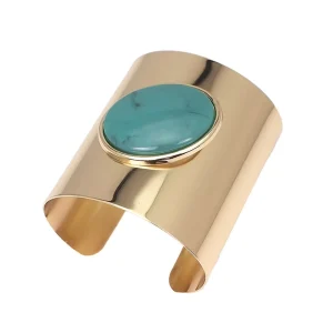 Brass Bohemian Cuff Bangles Fashion Exaggerated Glaze 18K Gold Plated Indian Style Jewelry Opened Unisex