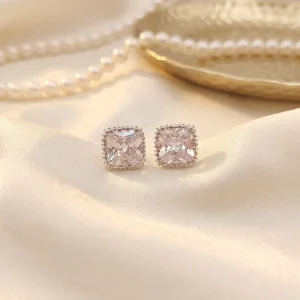 Brass Brincos Geometric Big CZ Stud Earrings Classic Zirconia Bridal Women’s Jewelry Yiwu Major Fashion Jewelry