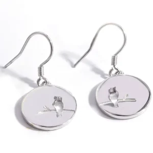 Brass Drop Earrings for Women Round Openwork Bird Fashion Jewelry Accessories