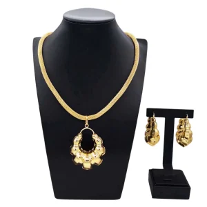 Brass Jewellery Set Customized Gold Design Jewelry Set 18k Plated Woman Costume Pendant