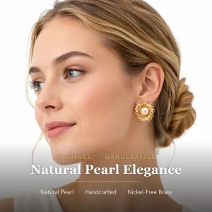 Brass Natural Freshwater Pearl White Pearl Drop Dangle Earrings Elegant Vintage Statement Earring Fashion Fine Jewelry for Women