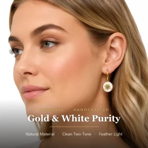 Brass Natural Material Gold White Drop Dangle Earrings Elegant Vintage Statement Fashion Fine Jewelry Women Girls