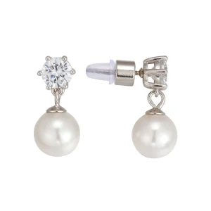 Brass Pearl Stone Earrings with Girl Elegant Jewelry for Women