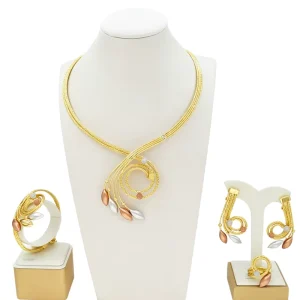 Brazilian Dubai Gold Necklace Women Jewelry Set for Wedding Party Accessories