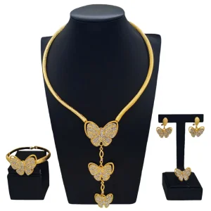 Brazilian Gold Design Flatbread Jewelry Set Necklace Earrings Jewelry Sets Costume Women Wedding Jewellery Set