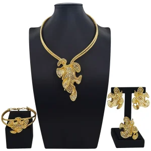Brazilian Gold Designs Women Jewellery Set Party Fine Costume Jewelry Set Luxury Big Necklace Jewellery Sets X0000430