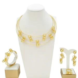Brazilian Gold Necklace Jewelry Set for Wedding Party African Women Accessories