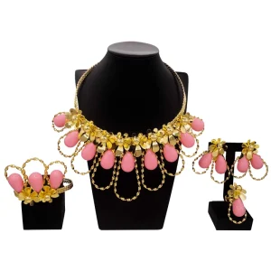Brazilian Jewelry Sets Italian Jewelry Set Gold Plating Necklace Bracelet Earrings Ring Jewelry