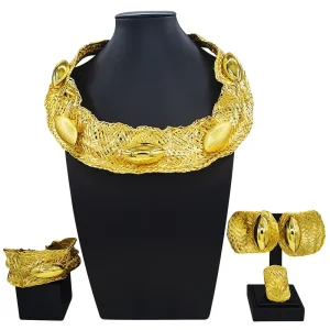 Brazilian Round Beads Jewelry Sets Italian Jewelry Set Nigerian Woman Wedding Party Necklace Bracelet Earrings Ring Jewelry