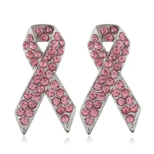 Breast Cancer Awareness Pink Ribbon Brooches Backpack Suit Hat Clothes Tie Scarf Button Badge Lapel Pin Women Rhinestone Brooch