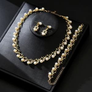 Bridal Costume Jewellery Gifts Gold Silver Color 3 Pieces Branches Women Wedding Jewelry Set