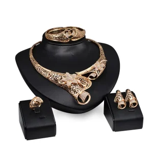 Bridal Dubai Gold Costume Jewelry Set Design Nigerian Wedding African Statement Jewelry Sets