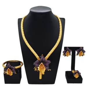 Bridal Gold Jewelry Set Multi Color Bead Jewelry Sets Favors Wedding Costume Accessories HZ23069219