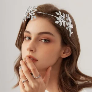 Bridal Hair Accessories Alloy European American Style Fashionable Personality Golden Leaves Pearl Hair Bands Hair Forks Combs