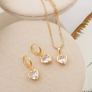 Bridal Jewelry Set Necklace Wedding Diamond Earrings 18k Gold Plated Zirconia Jewelry Set for Women