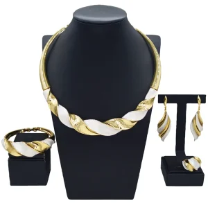 Bridal Jewelry Set White Beads Necklace Jewelry Set Costume Accessories