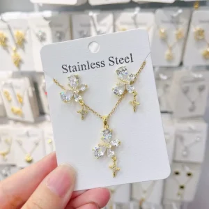 Bridal Jewelry Women’s Earrings Butterfly Heart Starfish Jewelry Set 18K Gold Plated Jewelry Set Gift