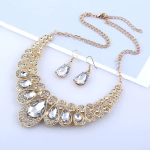 Bridal Sparkling Crystal Water Diamond Necklace Earring Set