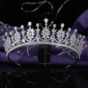 Bridal Tiaras Copper Metal Cubic Zircon Wedding Hair Accessories Hairband Shining Crystal Crowns for Quinceanera BC5680
